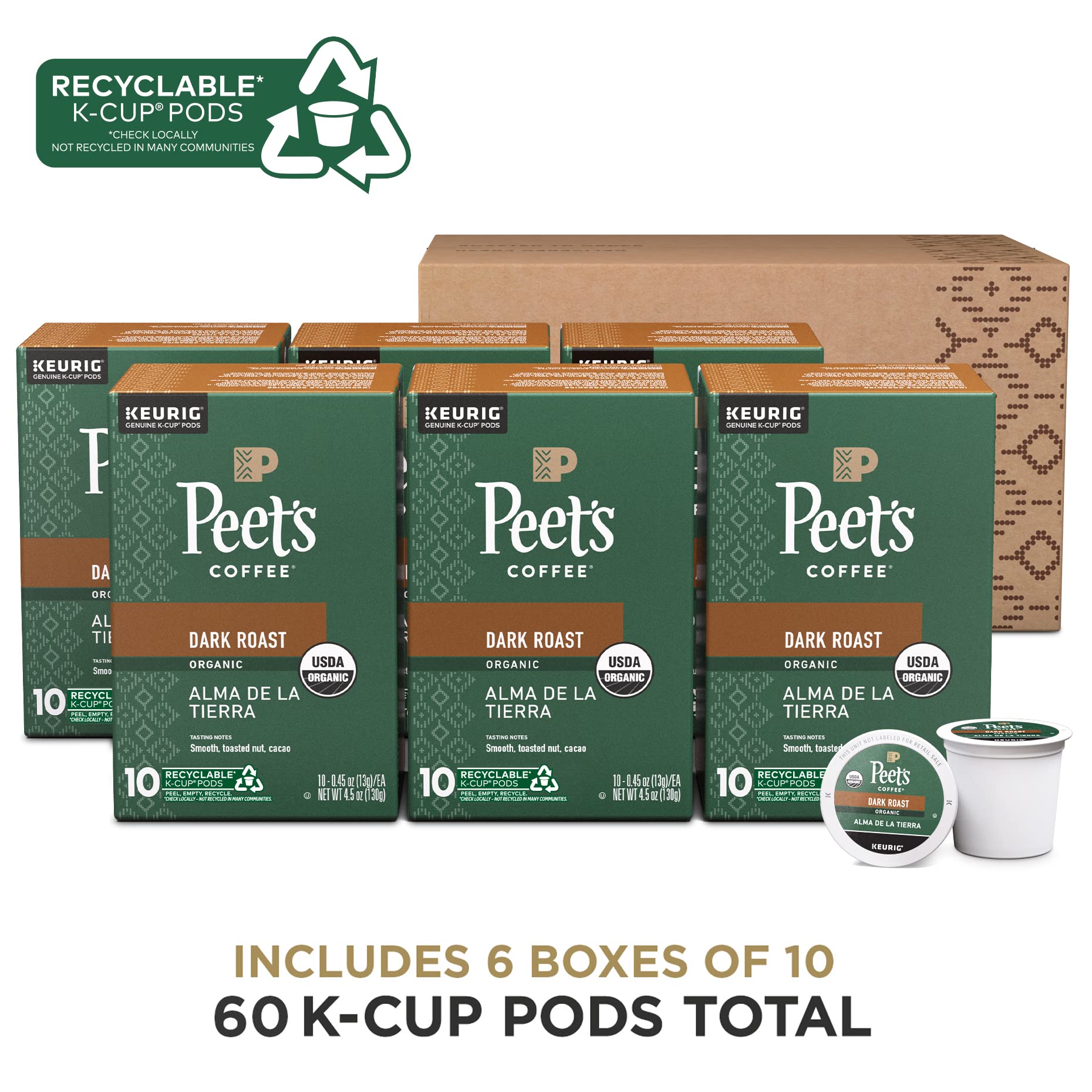 Peet's Organic Alma de la Tierra pod in hand for quick caffeine
