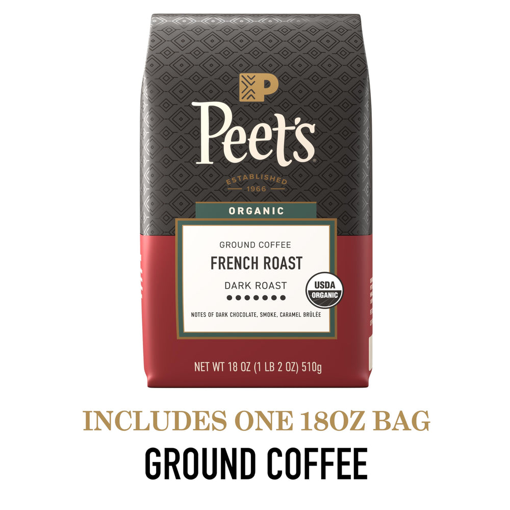 Steaming cup of Peet's French Roast with inviting aroma