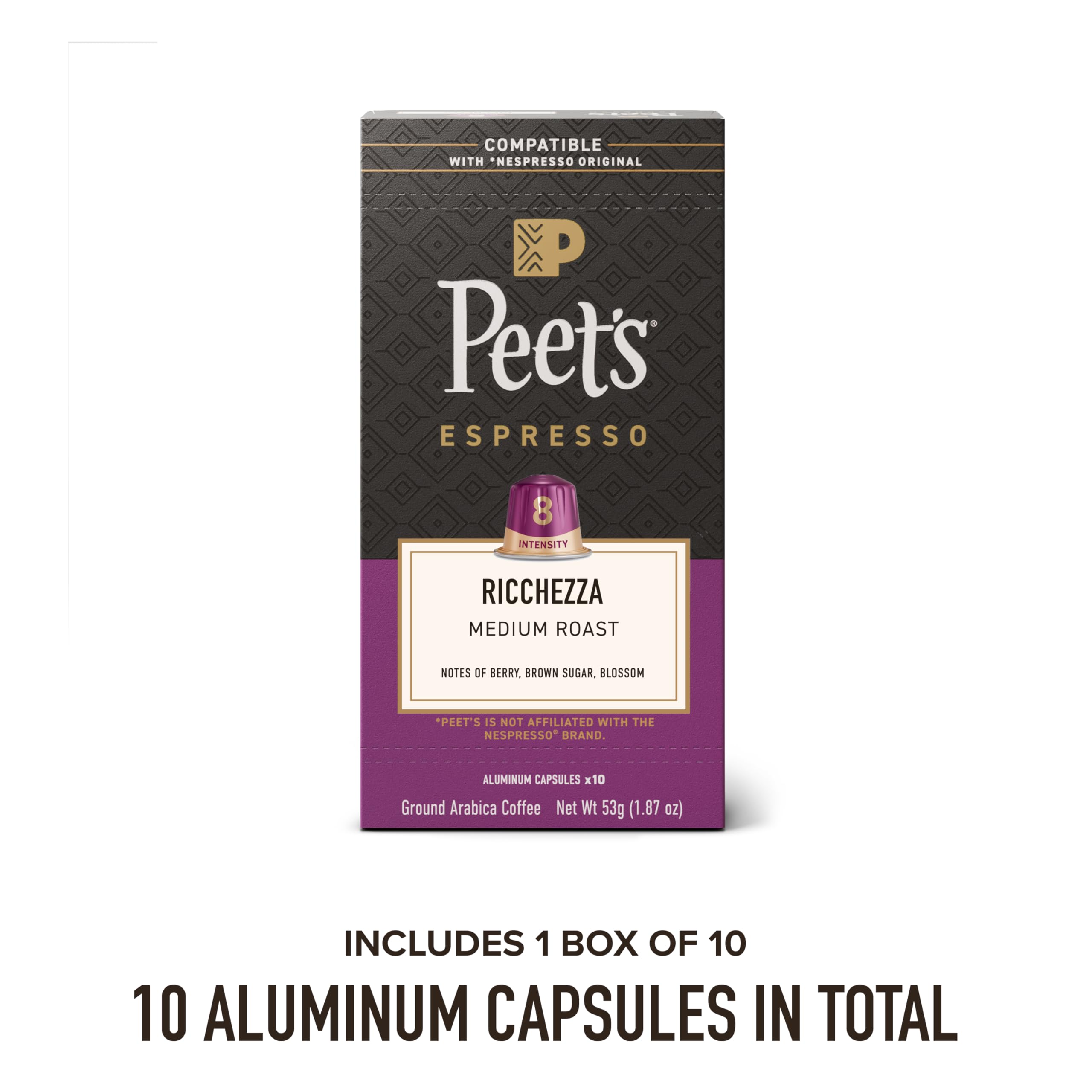 100% Arabica Ricchezza beans for smooth espresso