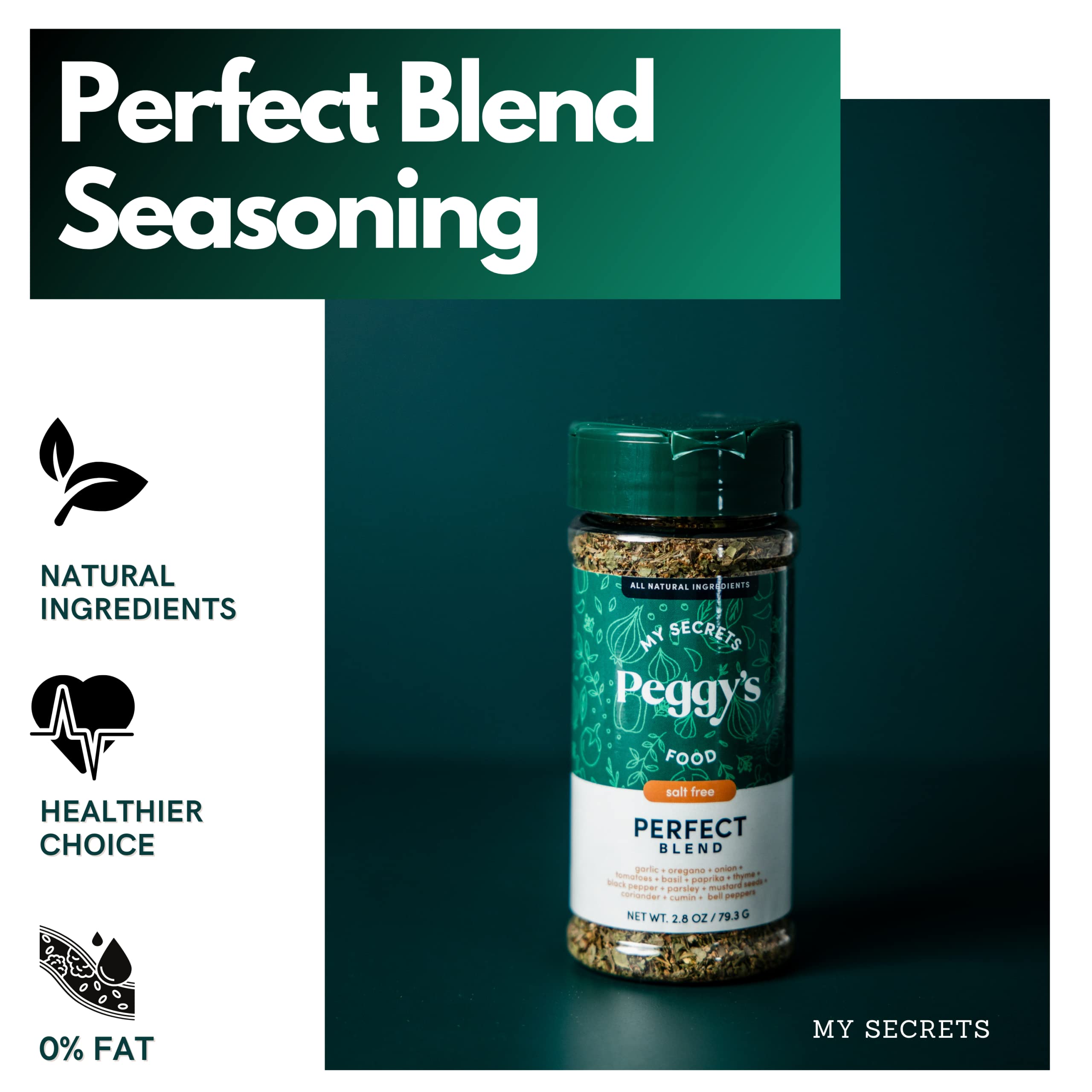 Close-up of Peggy's seasoning texture showing herbs and spices.