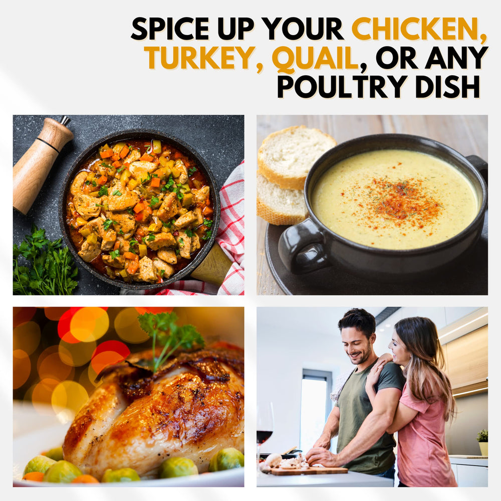 Peggy's OMG Poultry Seasoning Blend label reveals premium spices.