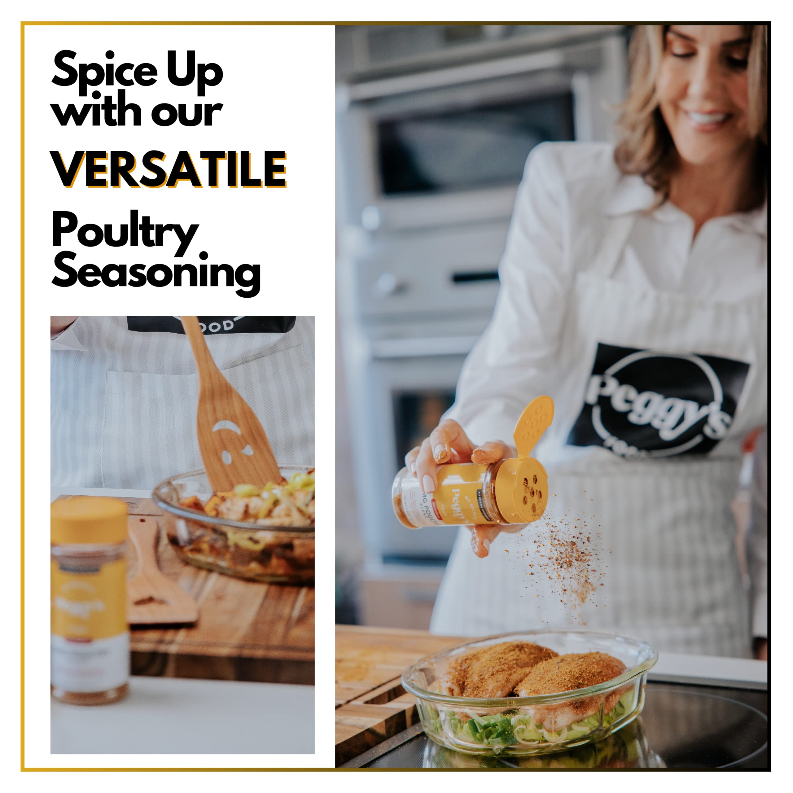 Peggy's OMG Poultry Seasoning Blend near the oven makes weeknight meals simple.