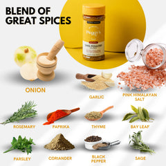 Peggy's OMG Poultry Seasoning Blend spice jar ideal for quick rubs.