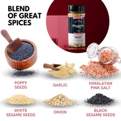 Peggy's Everything Bagel Seasoning shown in a salad bowl for added crunch.