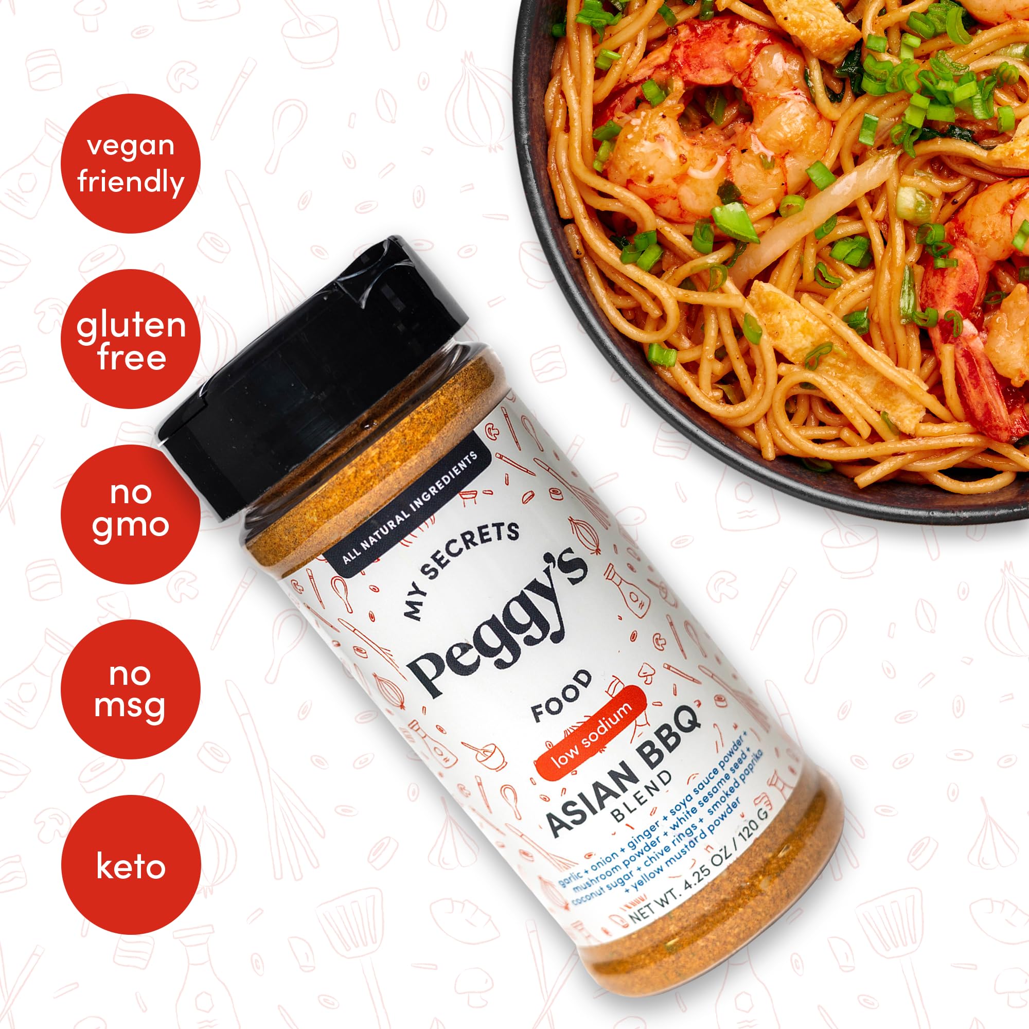 Peggy's marinade on stir-fried vegetables adds savory aroma