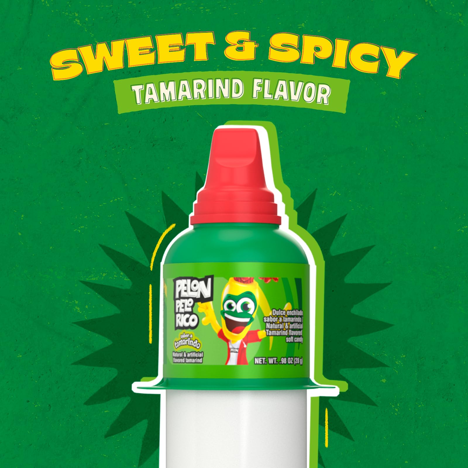 Pelon Pelo Rico party-favor shot suggests colorful, interactive candy experience.
