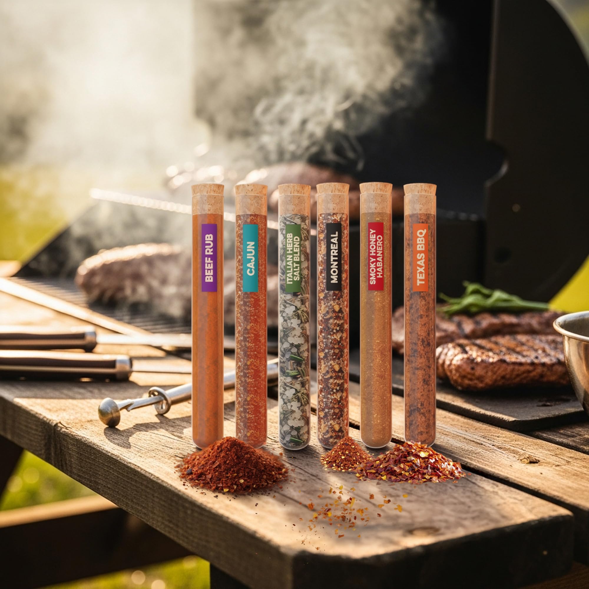 Pelto Montreal Beef Rub tube provides savory crusts on burgers and roasts.