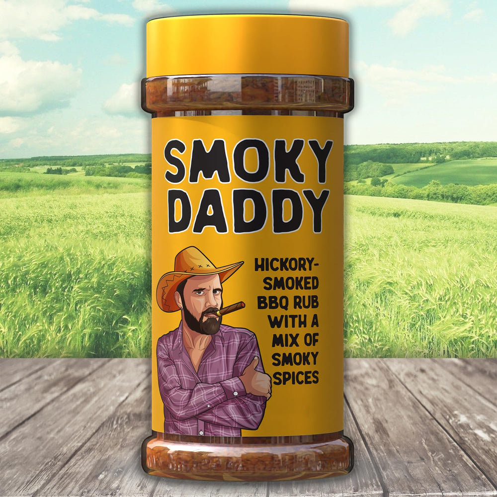 Pelto Smoky Daddy rub jar delivers rich hickory aroma for smoky dishes