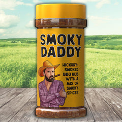 Pelto Smoky Daddy rub jar delivers rich hickory aroma for smoky dishes