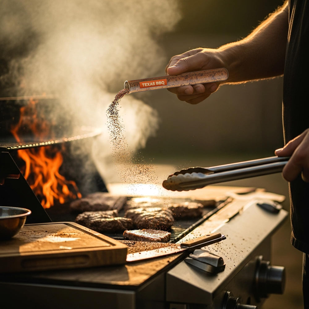 Pelto Texas BBQ tube evokes bold smoky flavor for steaks and brisket.