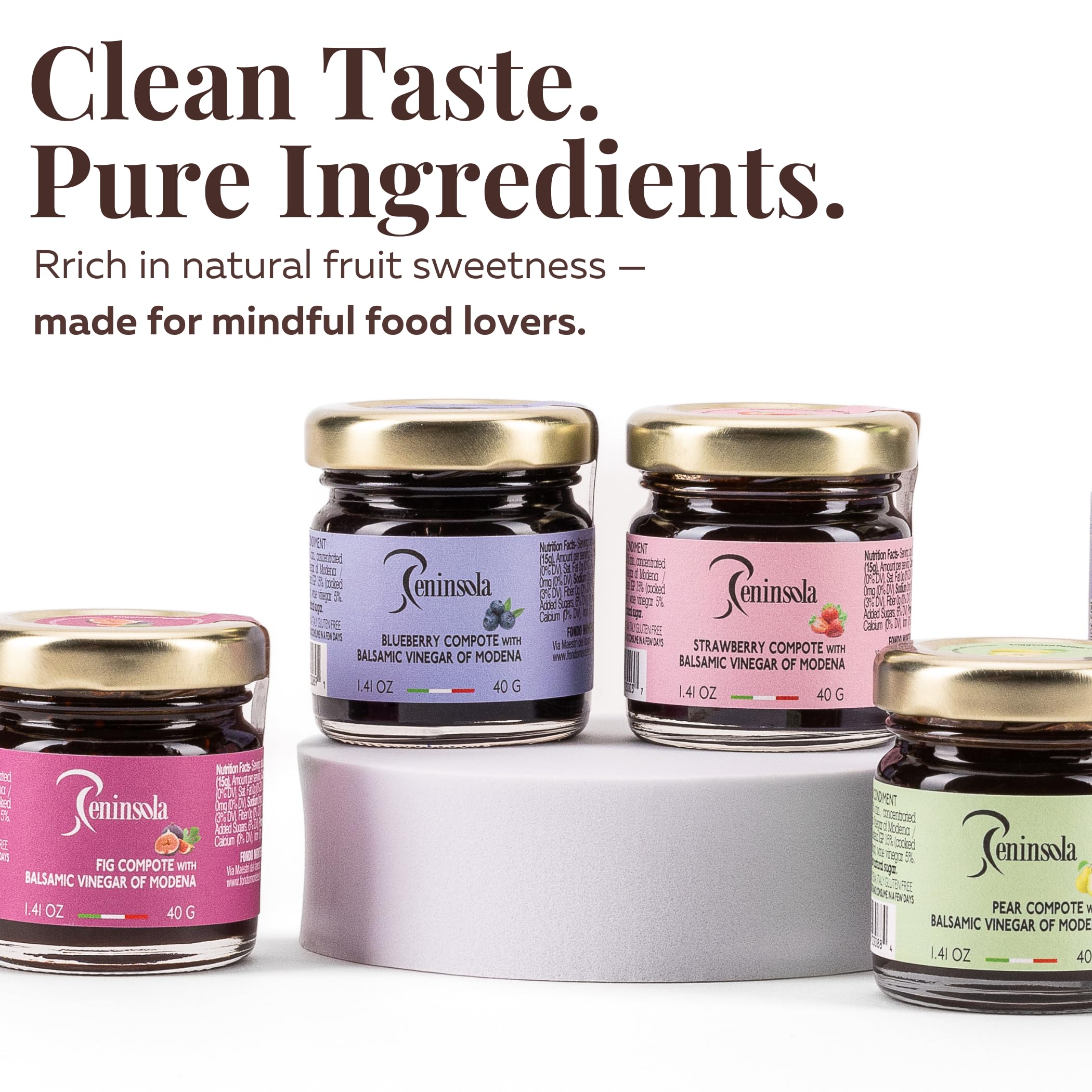 Peninsola strawberry compote jar beside breakfast toast for fruity sweetness.