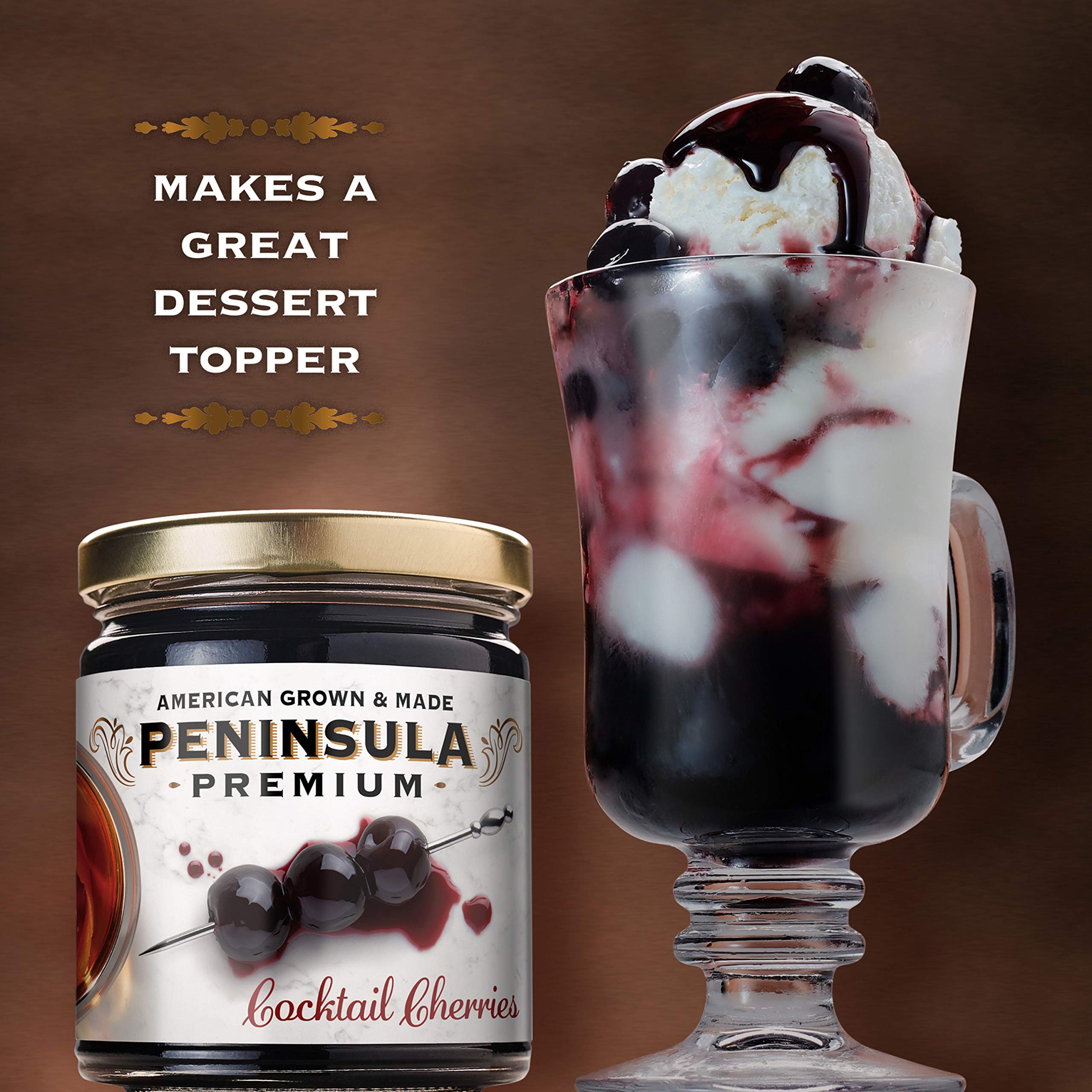 Manhattan with Peninsula Premium Cocktail Cherries adding a crisp fruit-forward twist.
