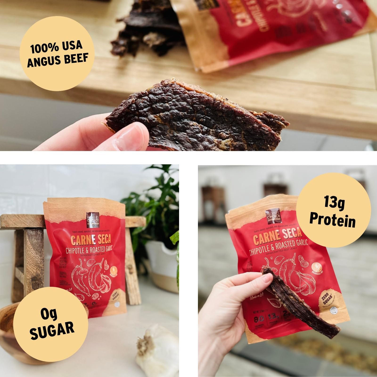 Peoples Choice Beef Jerky 1lb bag packaging for home use