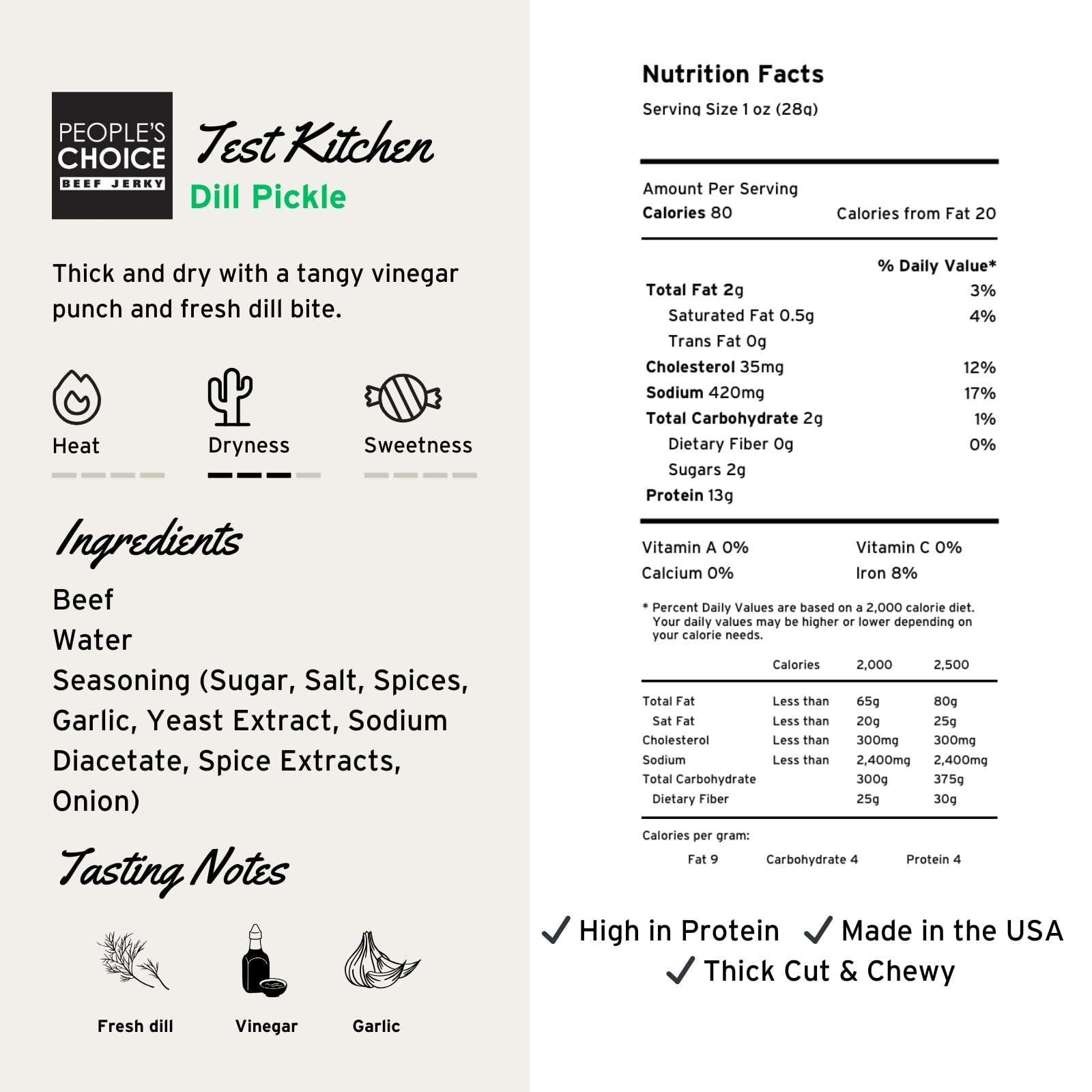 Close-up of chewy, dry-texture jerky slices showing whole-muscle beef quality.