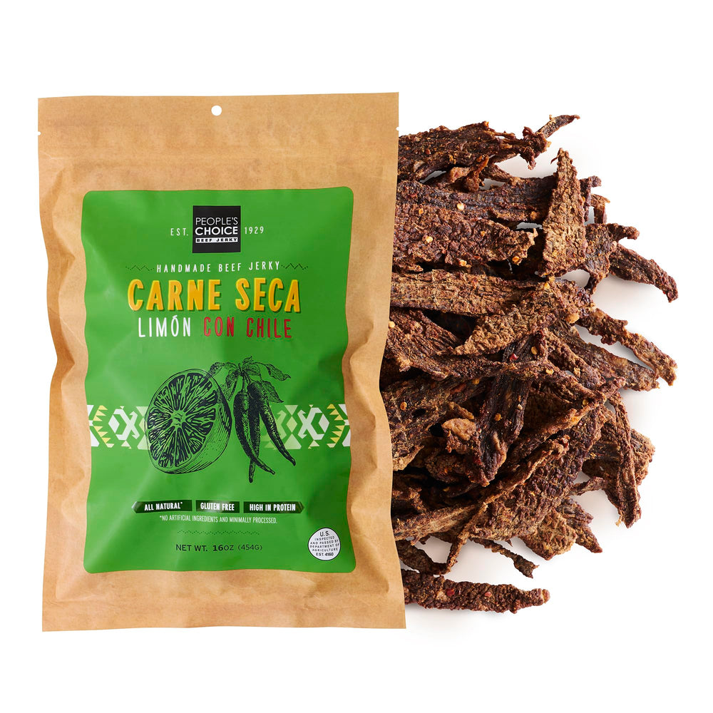 People's Choice Beef Jerky Lime Chile close-up highlighting bold citrus heat for a tasty snack