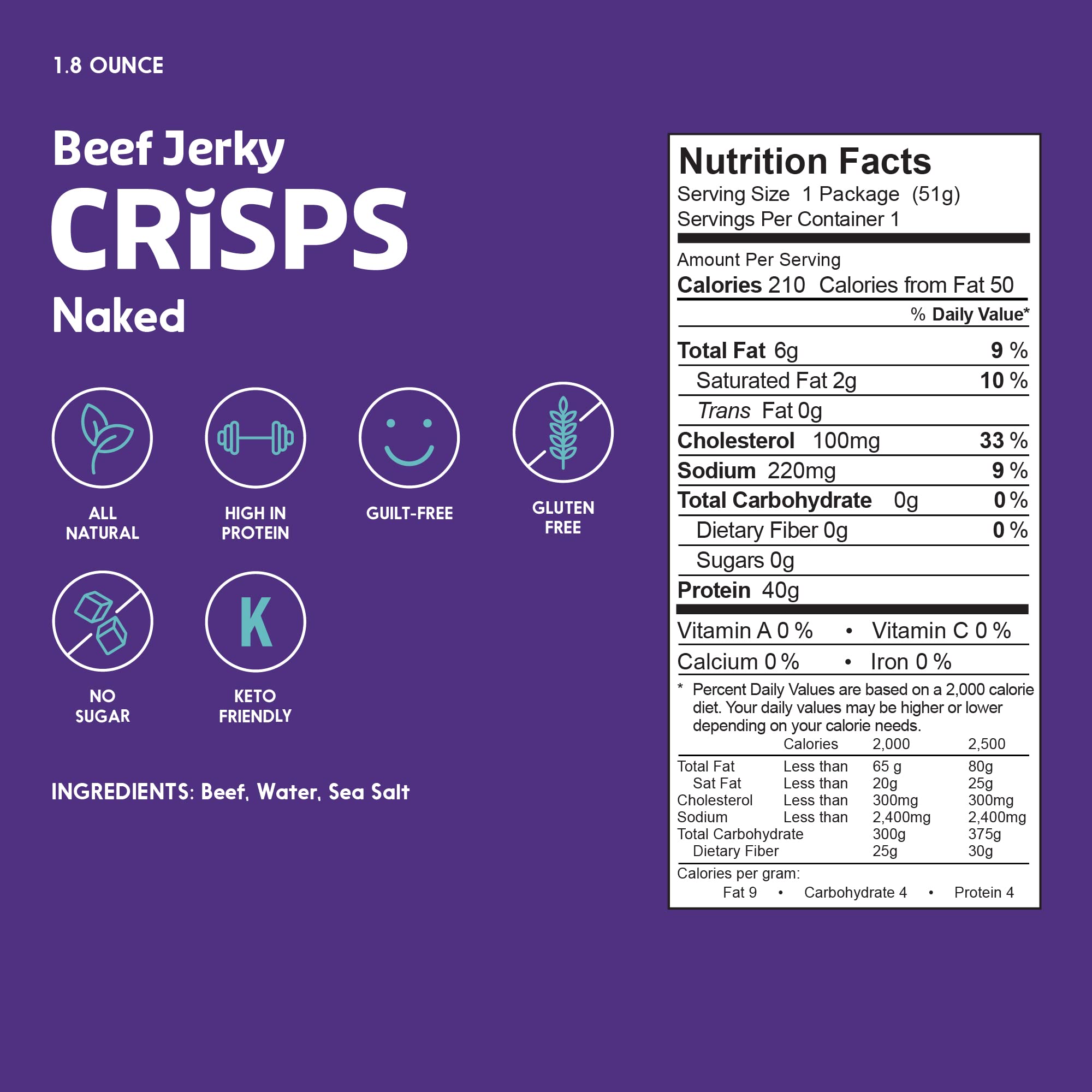 People's Choice Beef Jerky Naked Thin crispy slices for quick, satisfying snacking.