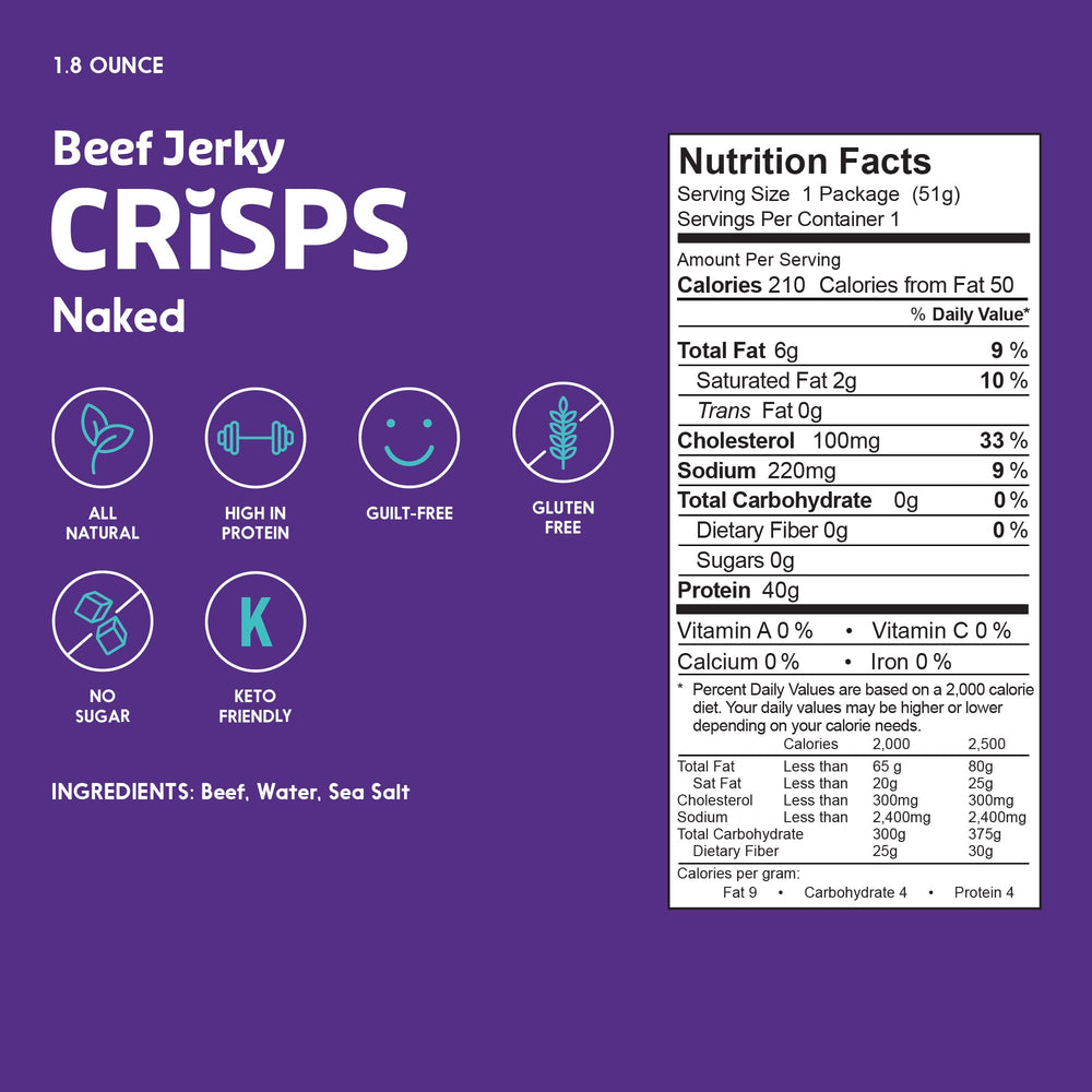 People's Choice Beef Jerky Naked Thin crispy slices for quick, satisfying snacking.