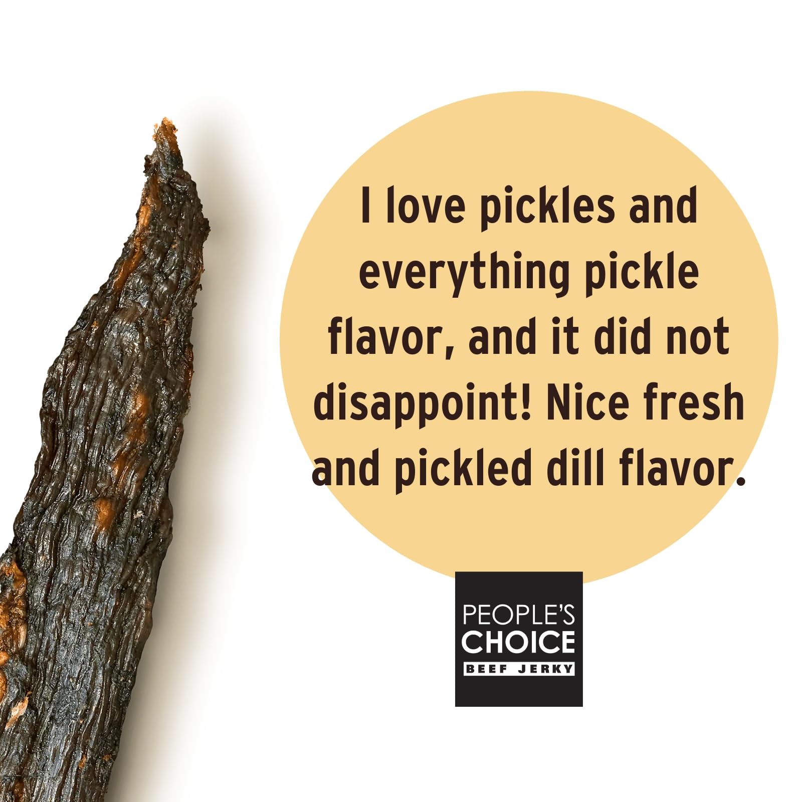 Test Kitchen Dill Pickle style jerky on a wooden board highlighting premium USA-made craftsmanship.