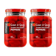 Peppadew sweet and spicy Juanita peppers in a jar for bold appetizers.