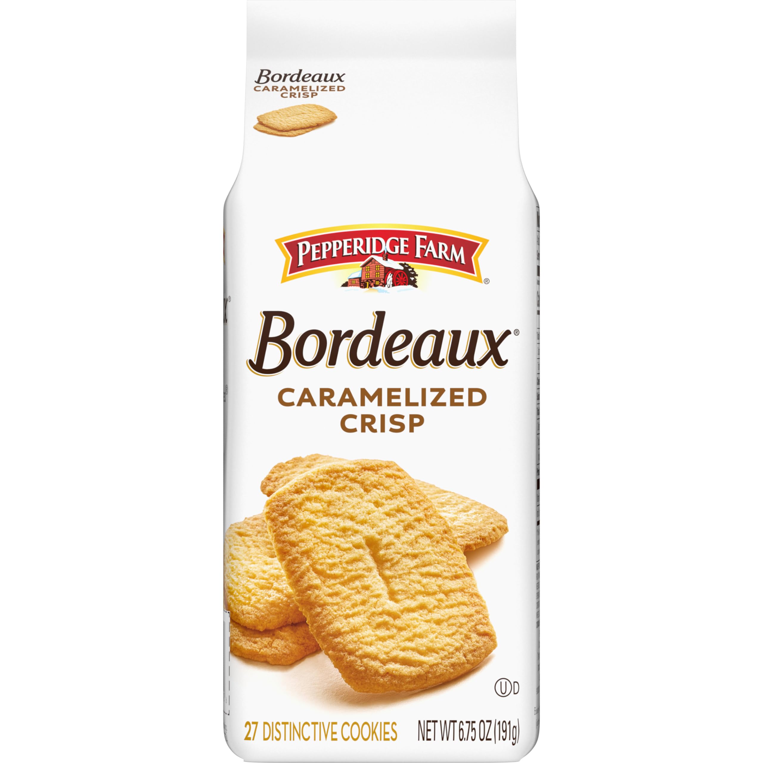 Pepperidge Farm Bordeaux Caramelized Crisp Cookies bag, perfect for quick snacks