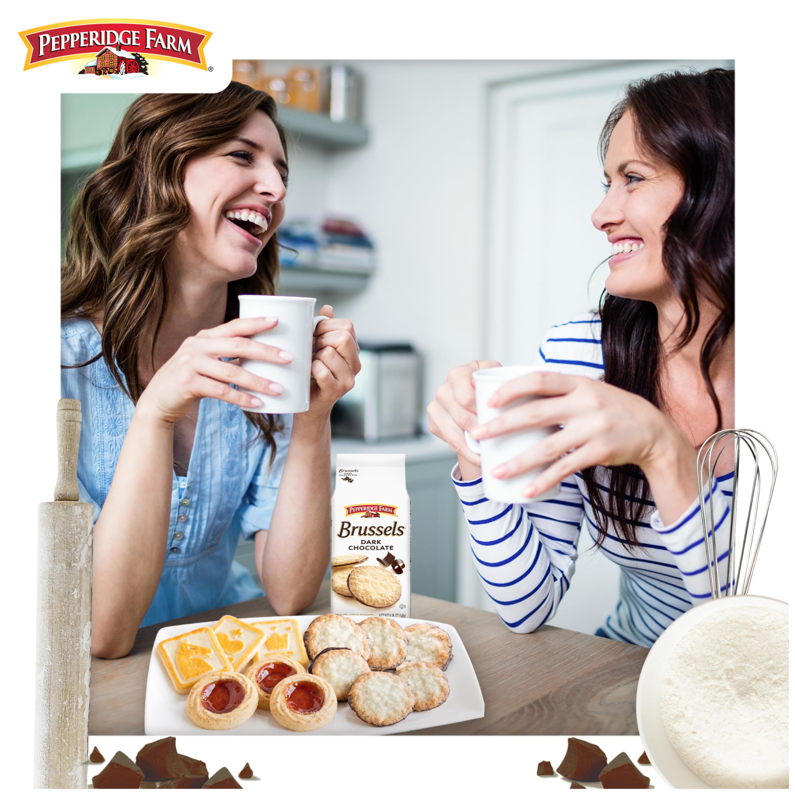 Pepperidge Farm Brussels Dark Chocolate Lace Cookies ensemble on plate for elegant dessert moments.