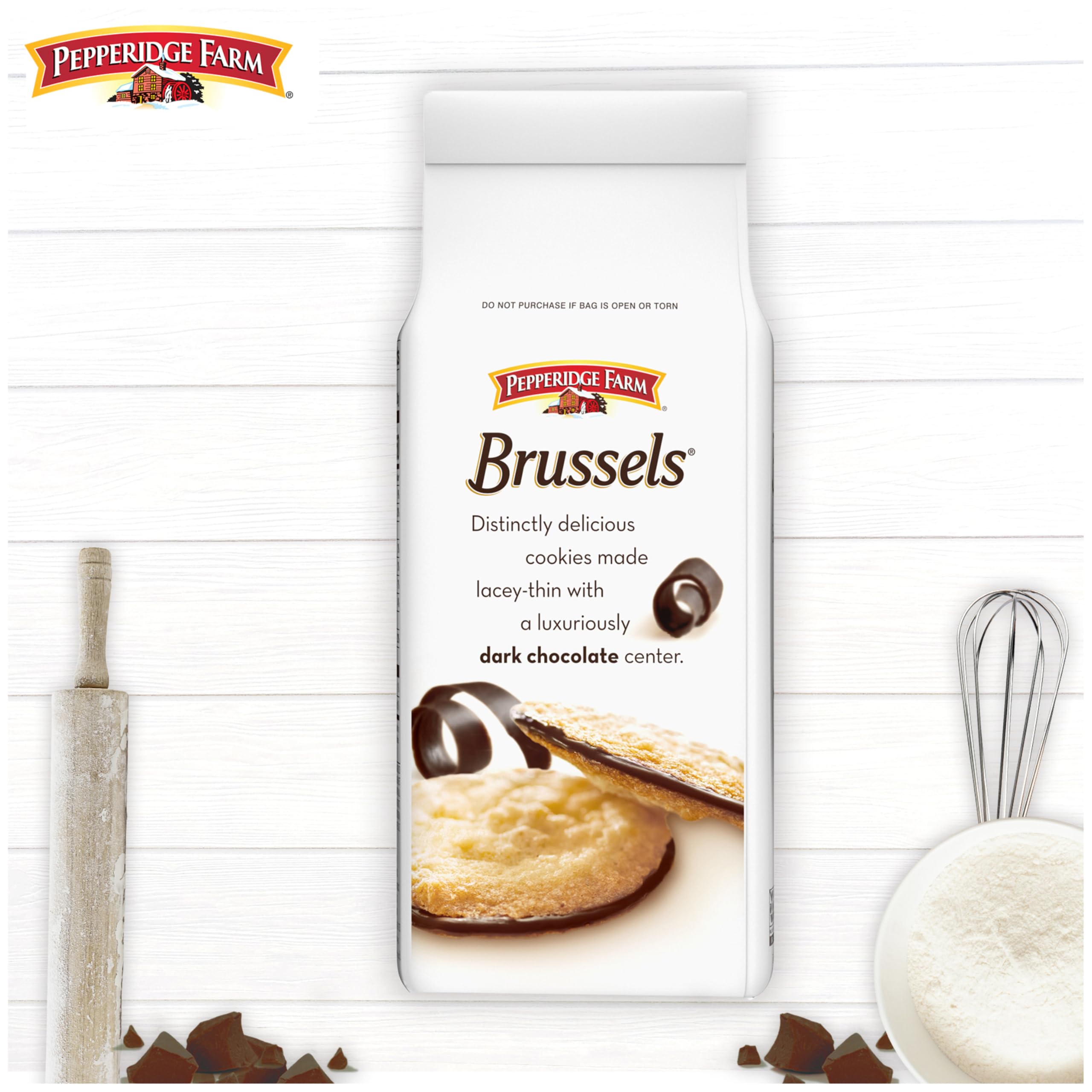 Pepperidge Farm Brussels Dark Chocolate Lace Cookies gift pack, shareable treat.