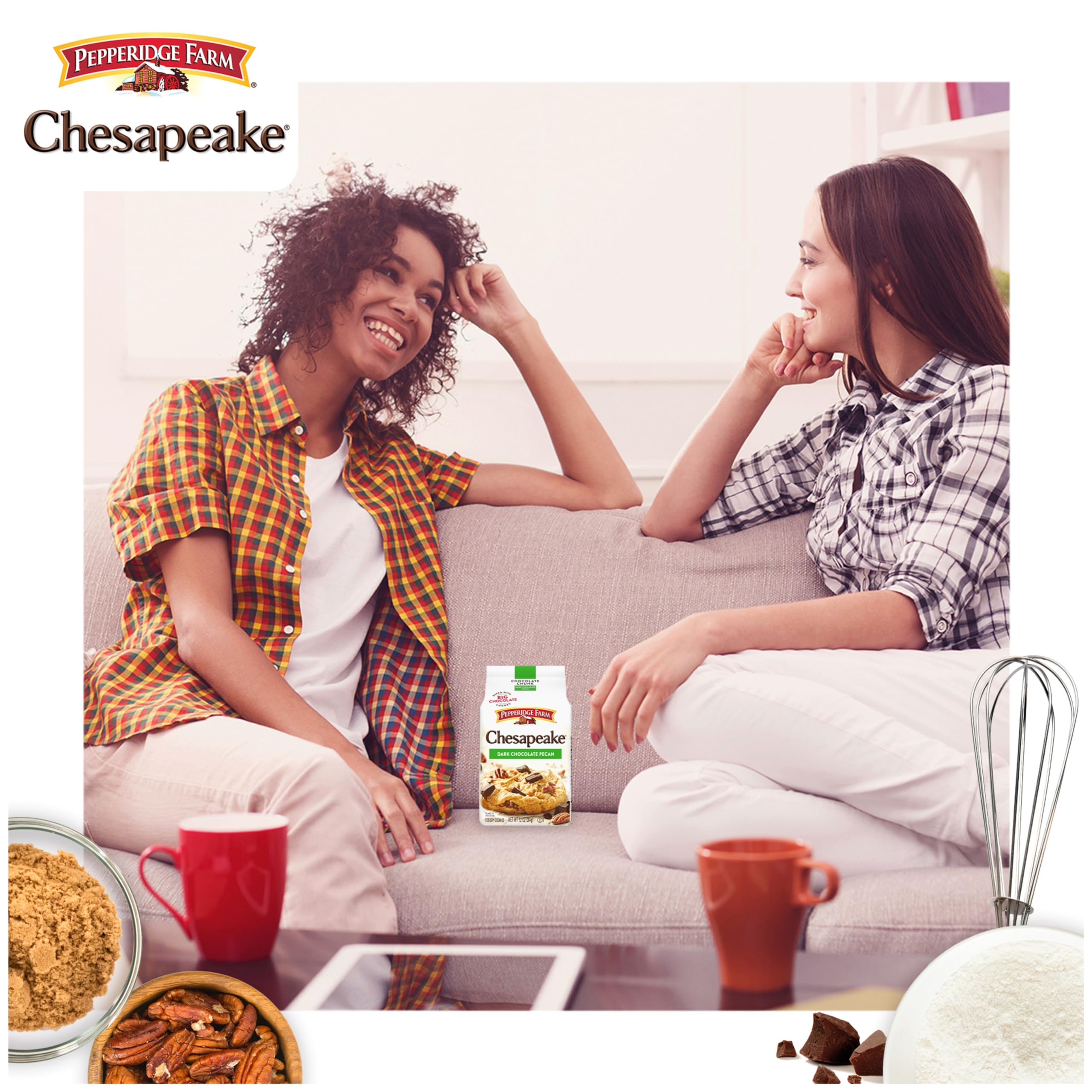 Chesapeake cookie dunked in glass of milk with Pepperidge Farm for enjoyable pairing