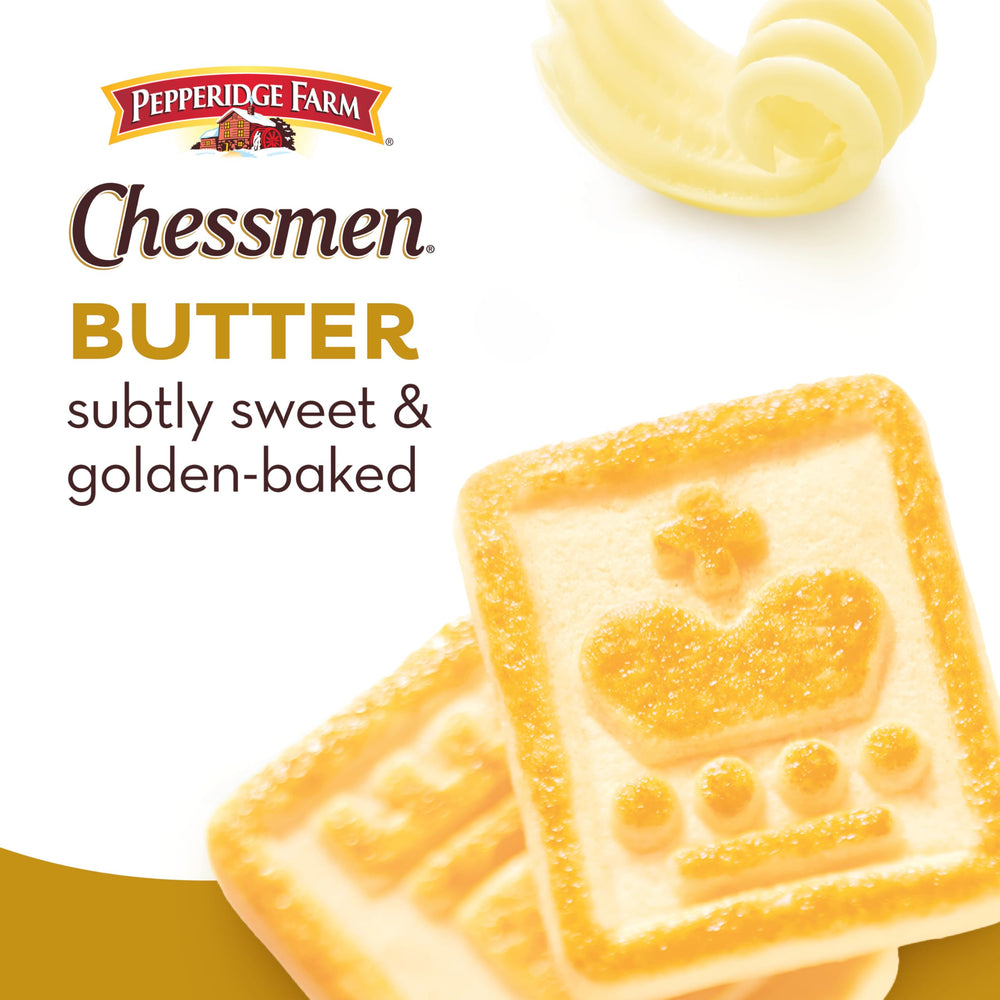 Pepperidge Farm Chessmen Butter Cookies with golden bake and shortbread crunch.