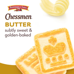 Pepperidge Farm Chessmen Butter Cookies with golden bake and shortbread crunch.