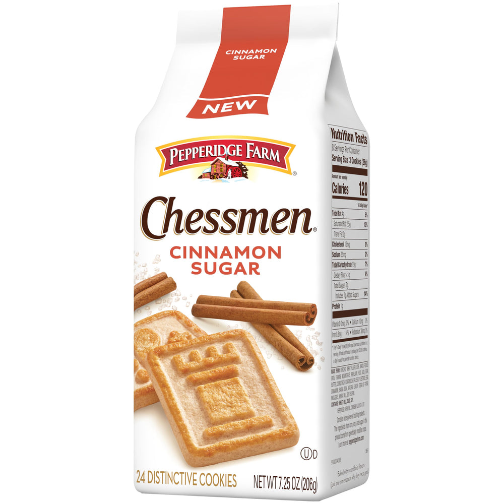 Pepperidge Farm Chessmen Cinnamon Sugar cookies on dessert platter
