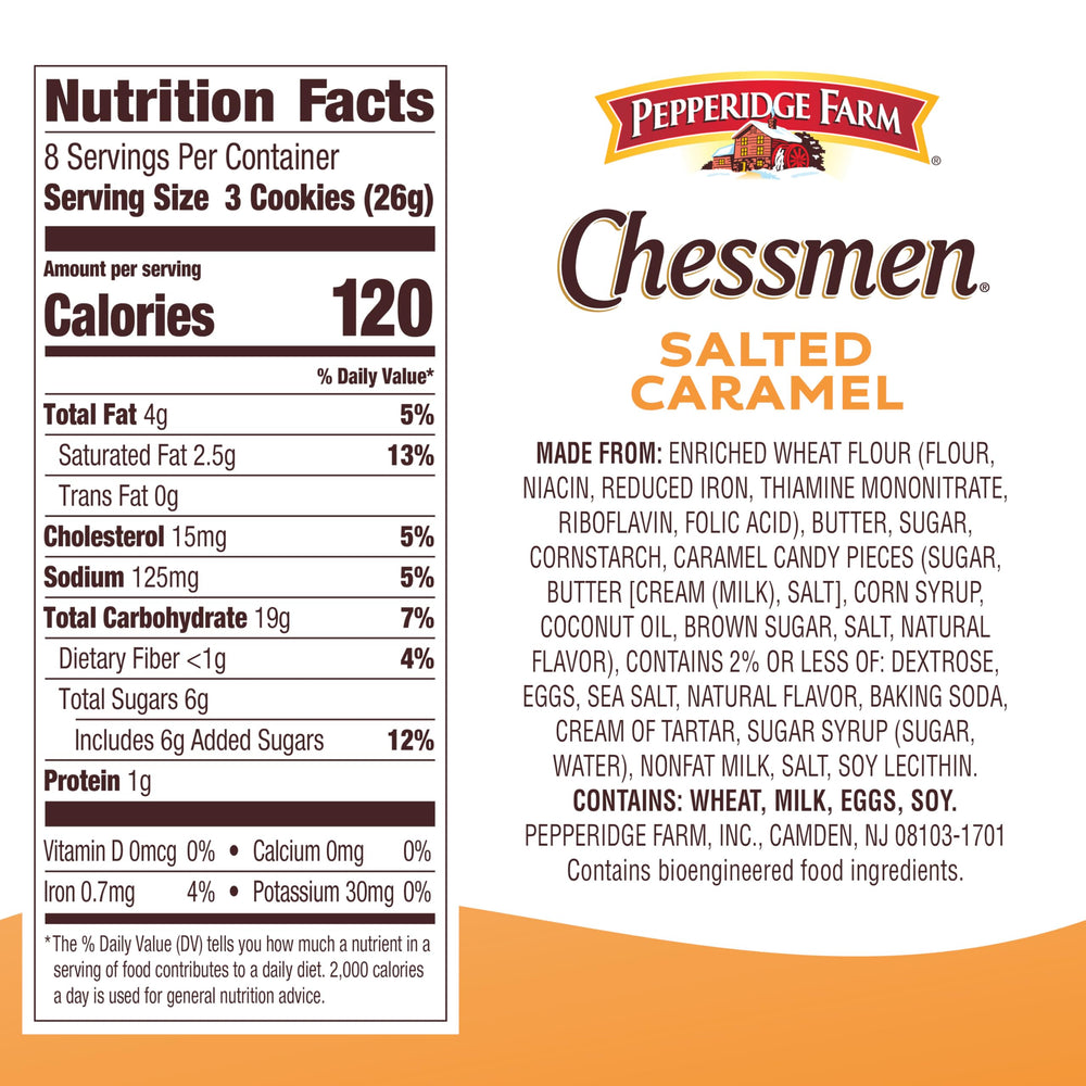 Pepperidge Farm Chessmen salted caramel cookies closeup reveals buttery, crisp texture for savoring
