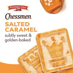 Pepperidge Farm Chessmen salted caramel cookies golden crisp closeup evokes bite-sized indulgence