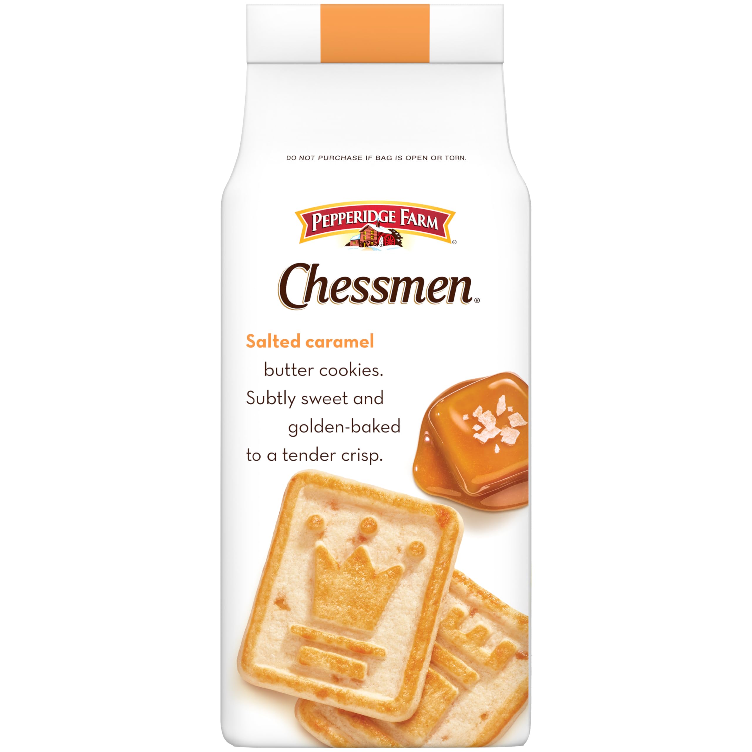 Pepperidge Farm Chessmen salted caramel cookies on a serving plate for entertaining guests