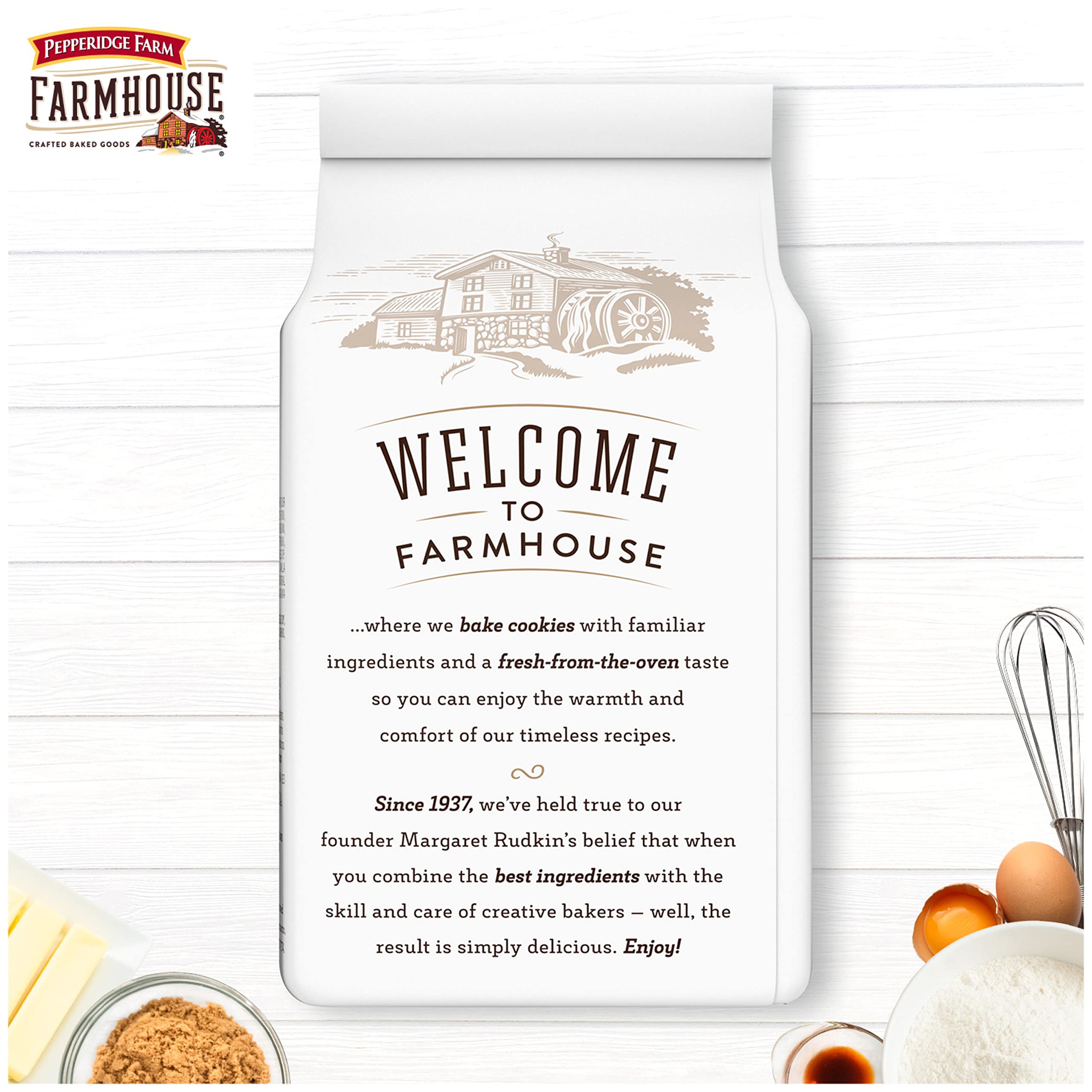 Stack of Pepperidge Farm cookies next to ruler to demonstrate thin profile and cookie scale