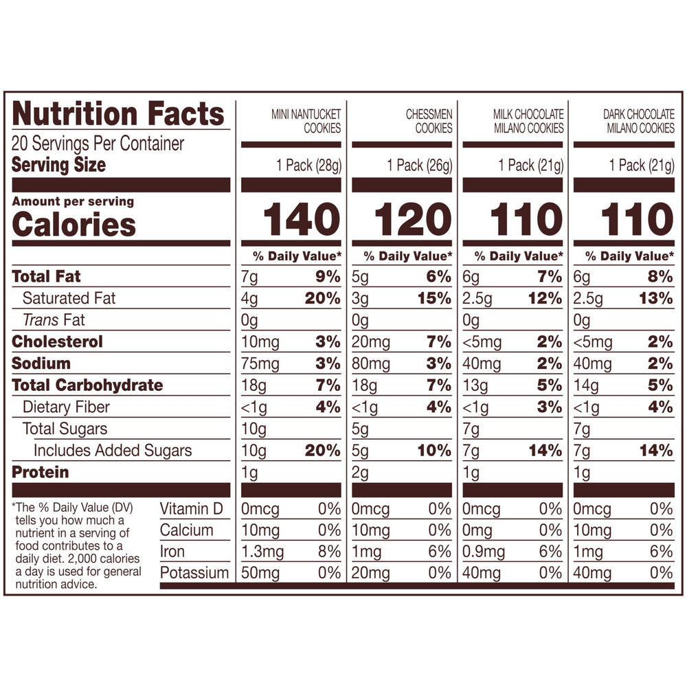 Pepperidge Farm Milano Milk Chocolate cookies in on-the-go snack pack