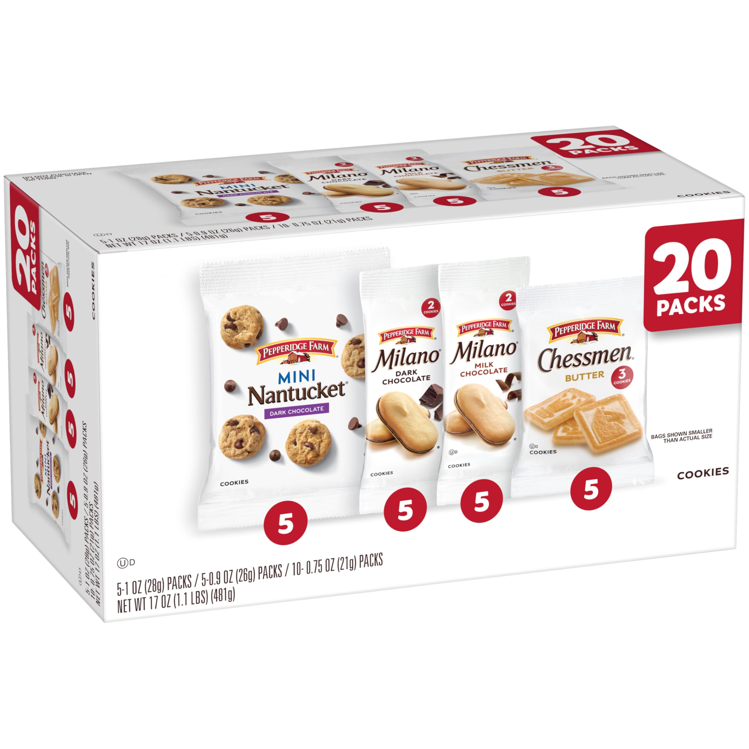 Pepperidge Farm Nantucket Mini Dark Chocolate Chip cookies in bite-sized packs