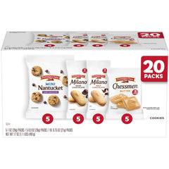 Pepperidge Farm Cookies Variety Pack box with 20 snack packs for on-the-go snacking