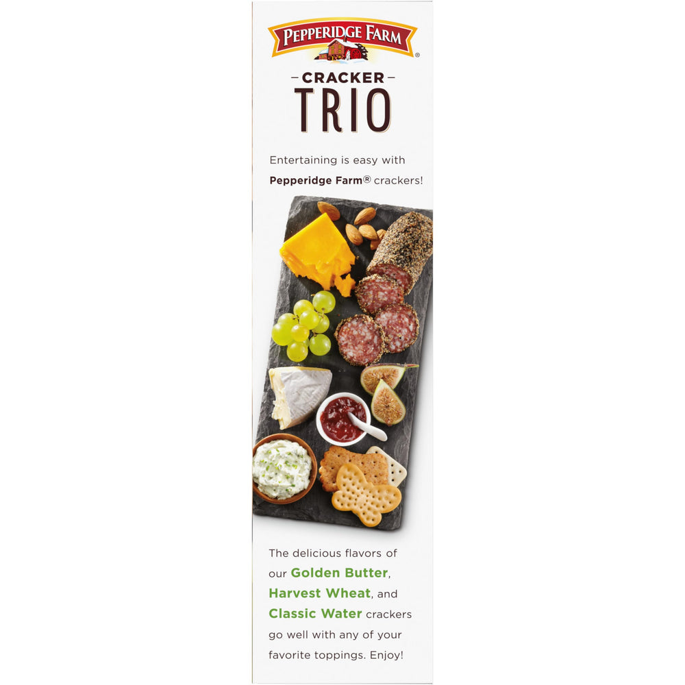 Pepperidge Farm crackers on a serving board paired with cheese for entertaining ease