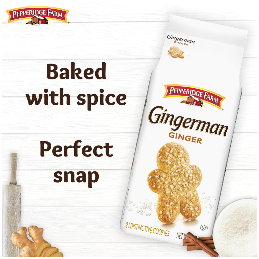 Pepperidge Farm Gingerman cookies with sugar crystal sprinkles add festive crunch