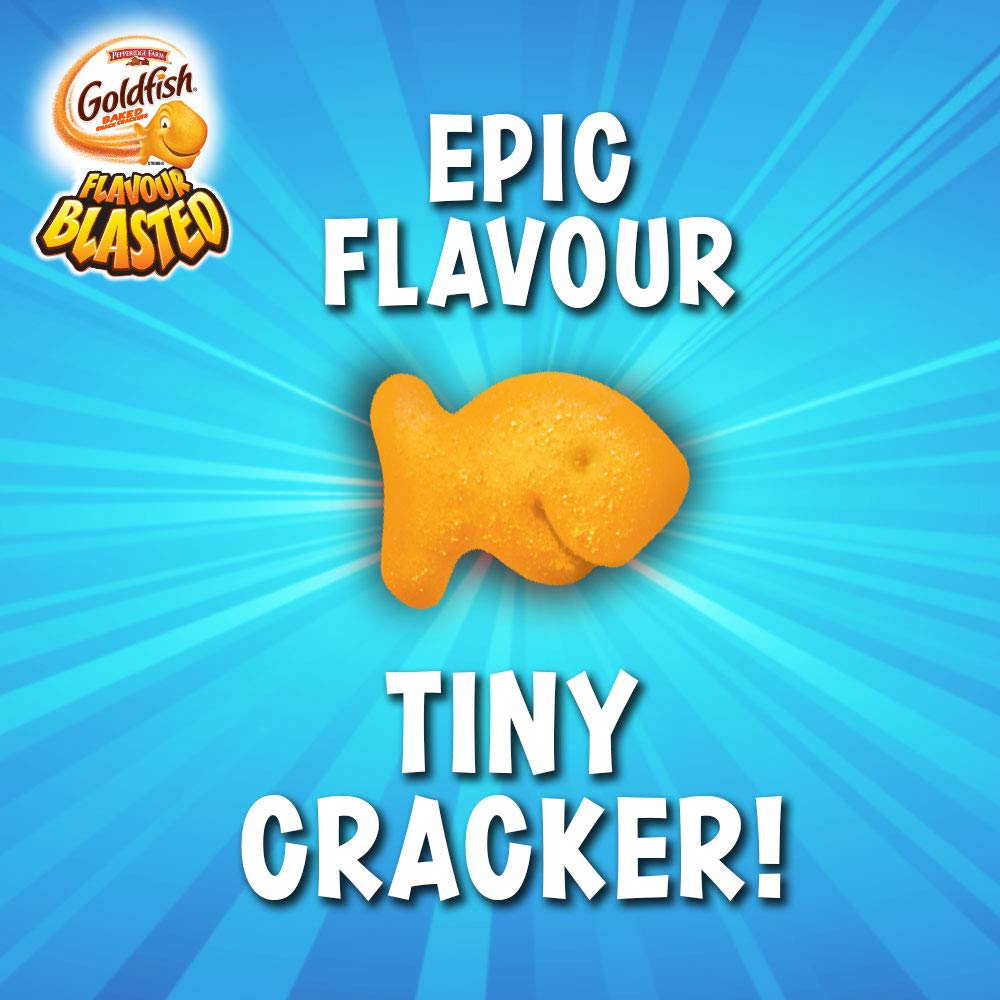 Pepperidge Farm Goldfish close-up showing baked texture and bold salt-and-vinegar flavor