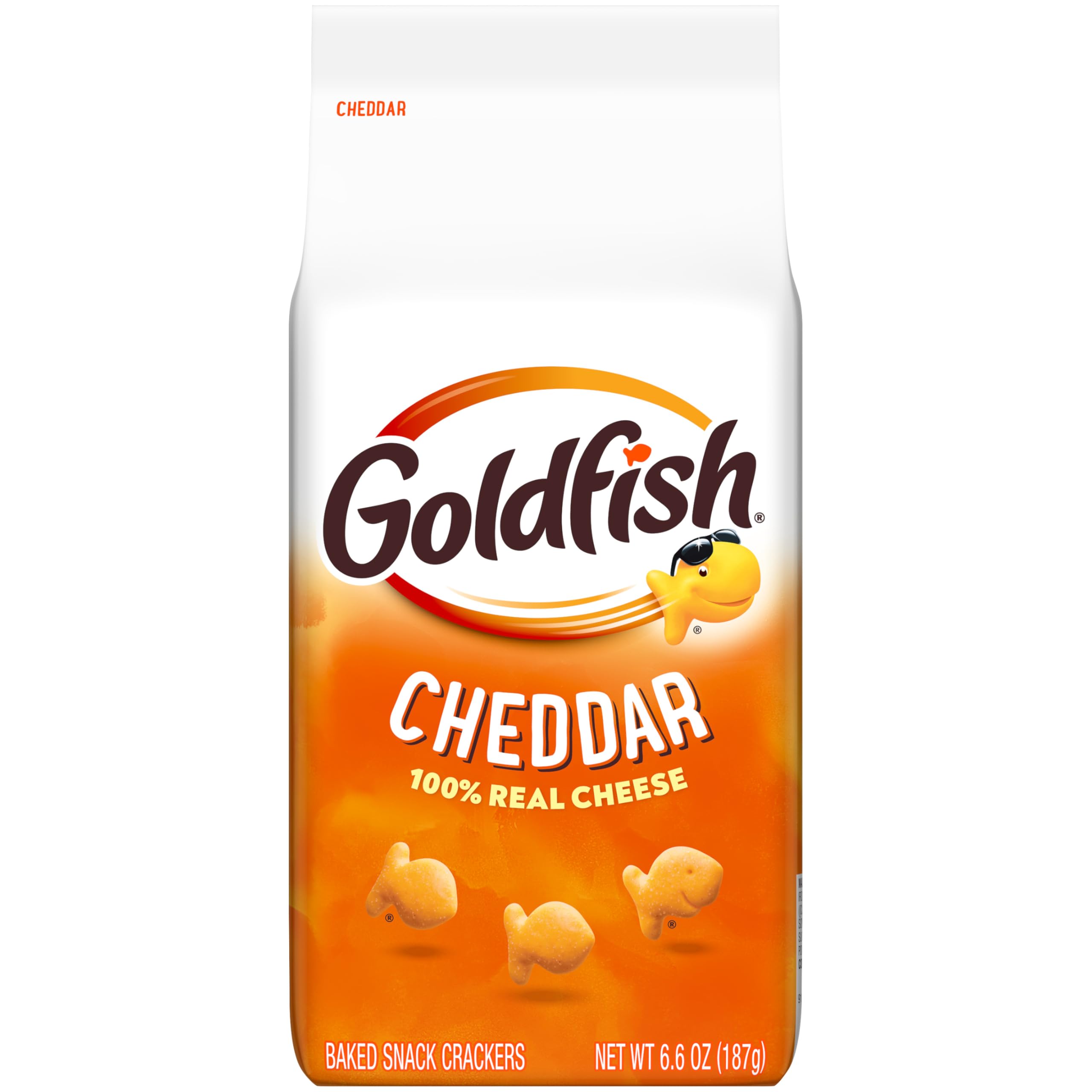 Pepperidge Farm Goldfish front package showing brand and cheddar snack appeal