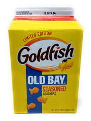 Close-up of Pepperidge Farm Goldfish Old Bay seasoning on crackers showing texture