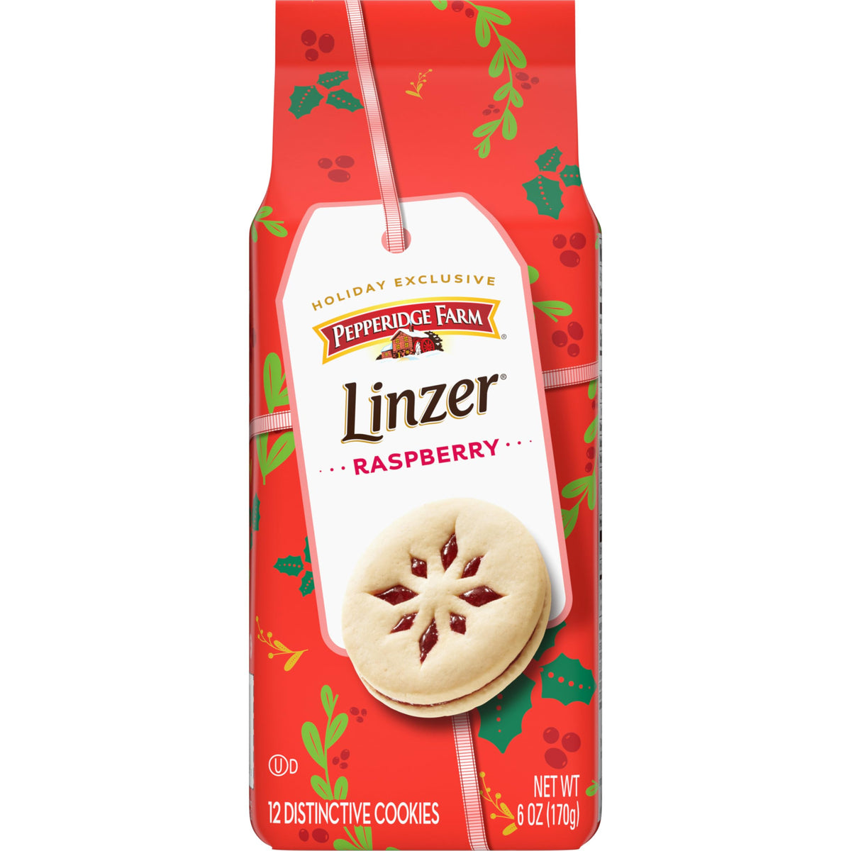 pepperidge farm front packaging showing 6-oz bag and holiday design, convenient gifting