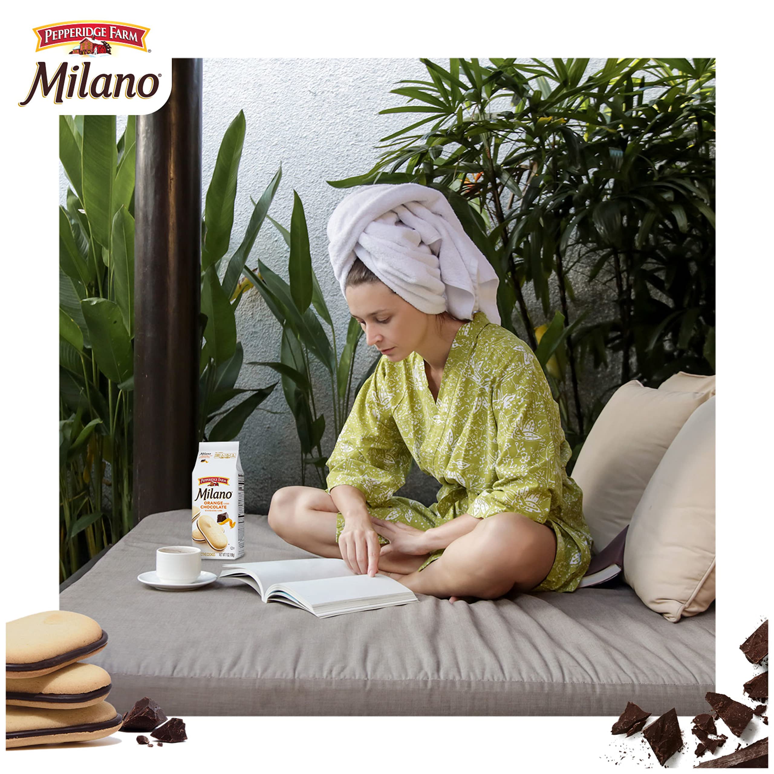 Serving idea for Pepperidge Farm Milano Cookies Chocolate Orange on a dessert plate