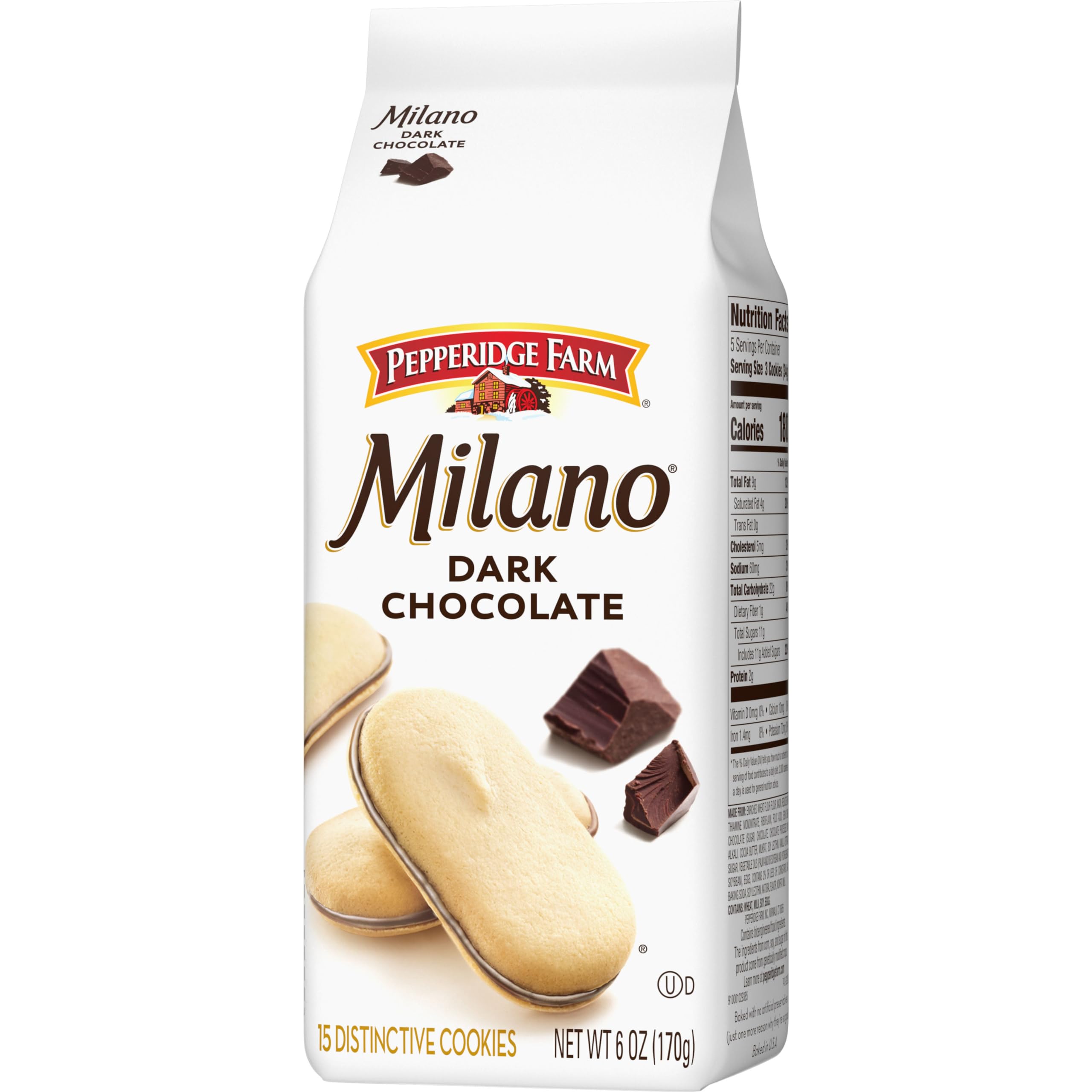 Pepperidge Farm Milano Dark Chocolate cookies close-up showing creamy filling