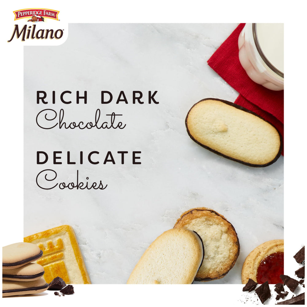 Pepperidge Farm Milano Dark Chocolate cookies with a glass of wine for after-dinner pairing