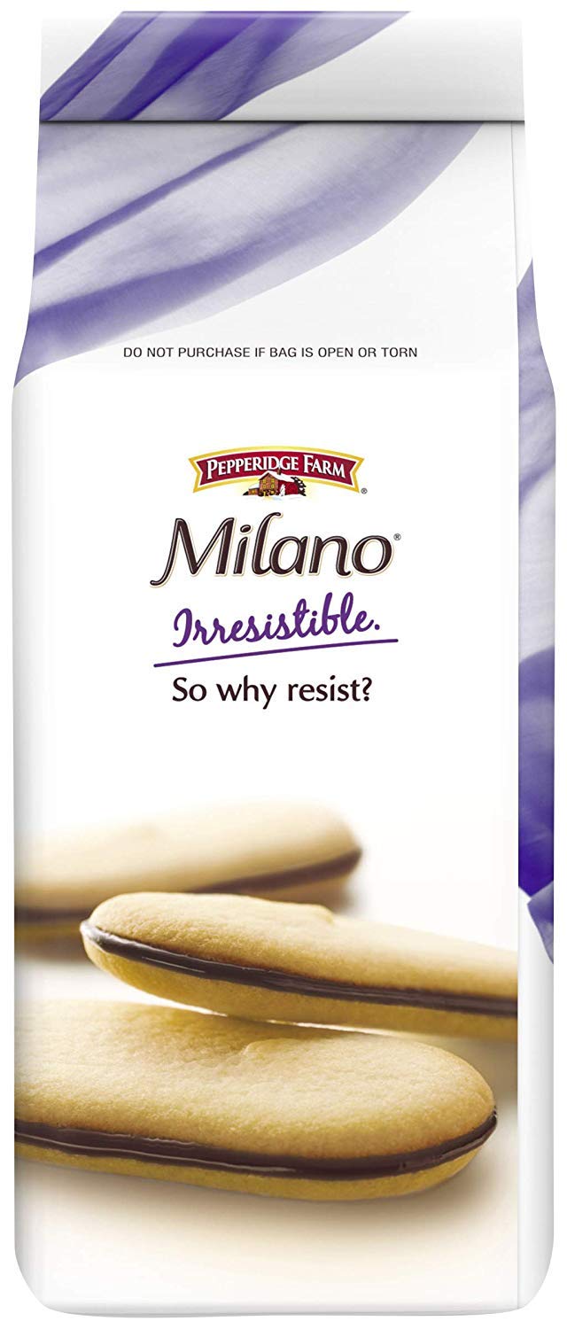 Pepperidge Farm Milano Double Dark Chocolate cookies pack, perfect for on-the-go snacking.