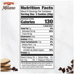 Close-up of Pepperidge Farm Milano Double Milk Chocolate cookies showing creamy layers