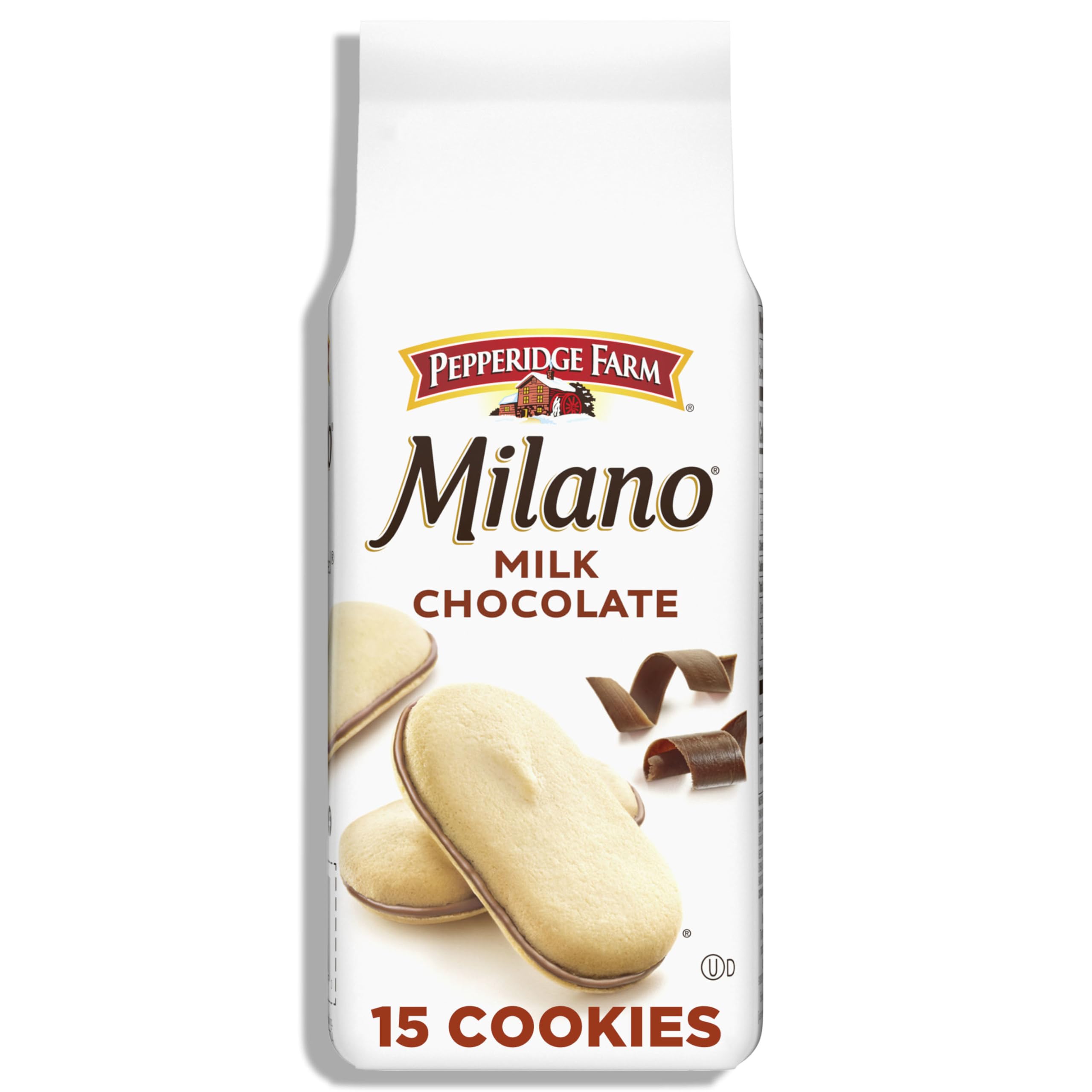 Pepperidge Farm Milano Milk Chocolate Cookies stack showing crisp layers and filling
