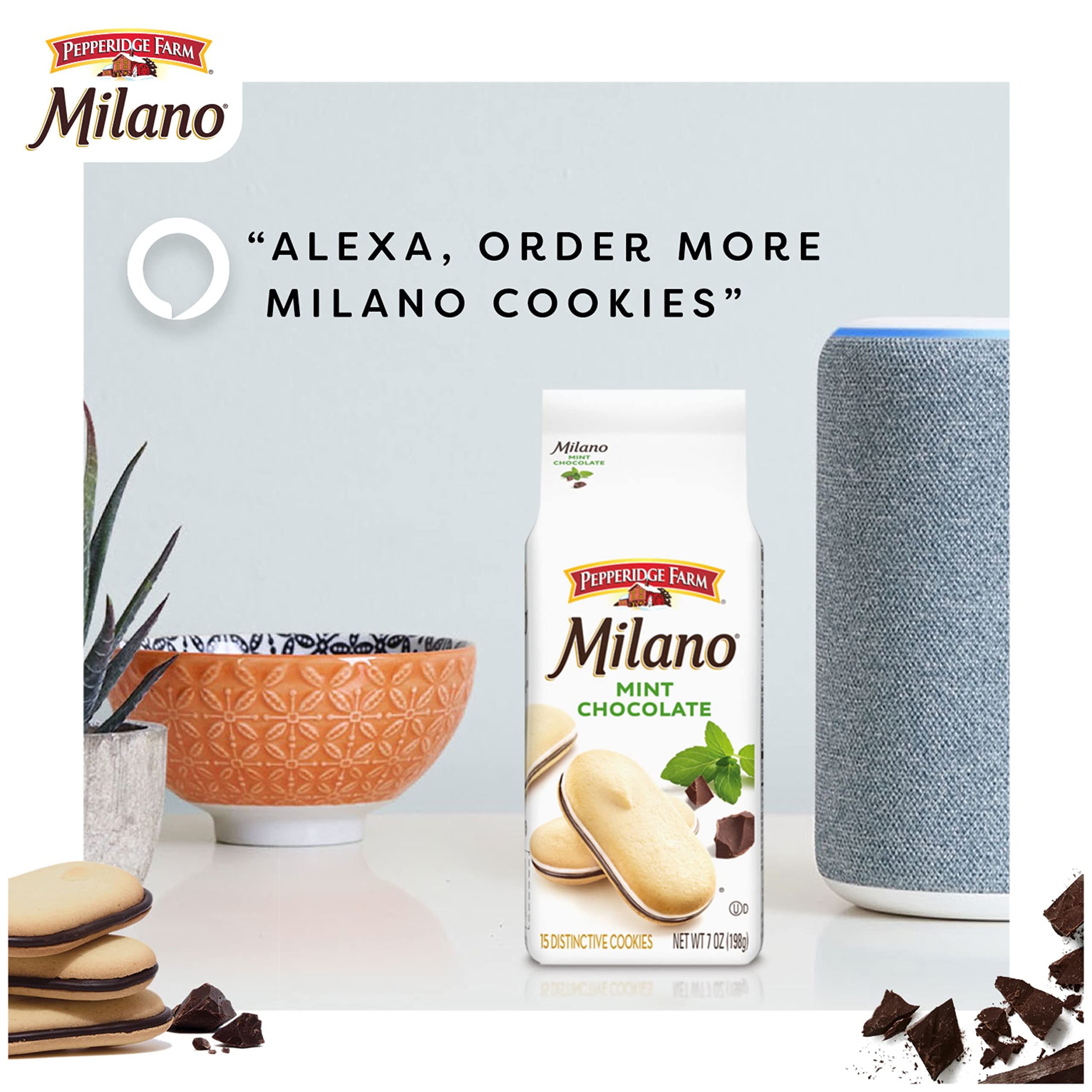 Pepperidge Farm Milano Mint Chocolate Cookies paired with coffee for a quick treat